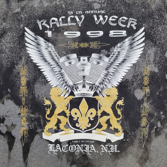 Vintage 1998 Lacona Bike Rally Shirt XL 24x26 Bleached Lion - Picture 9 of 15